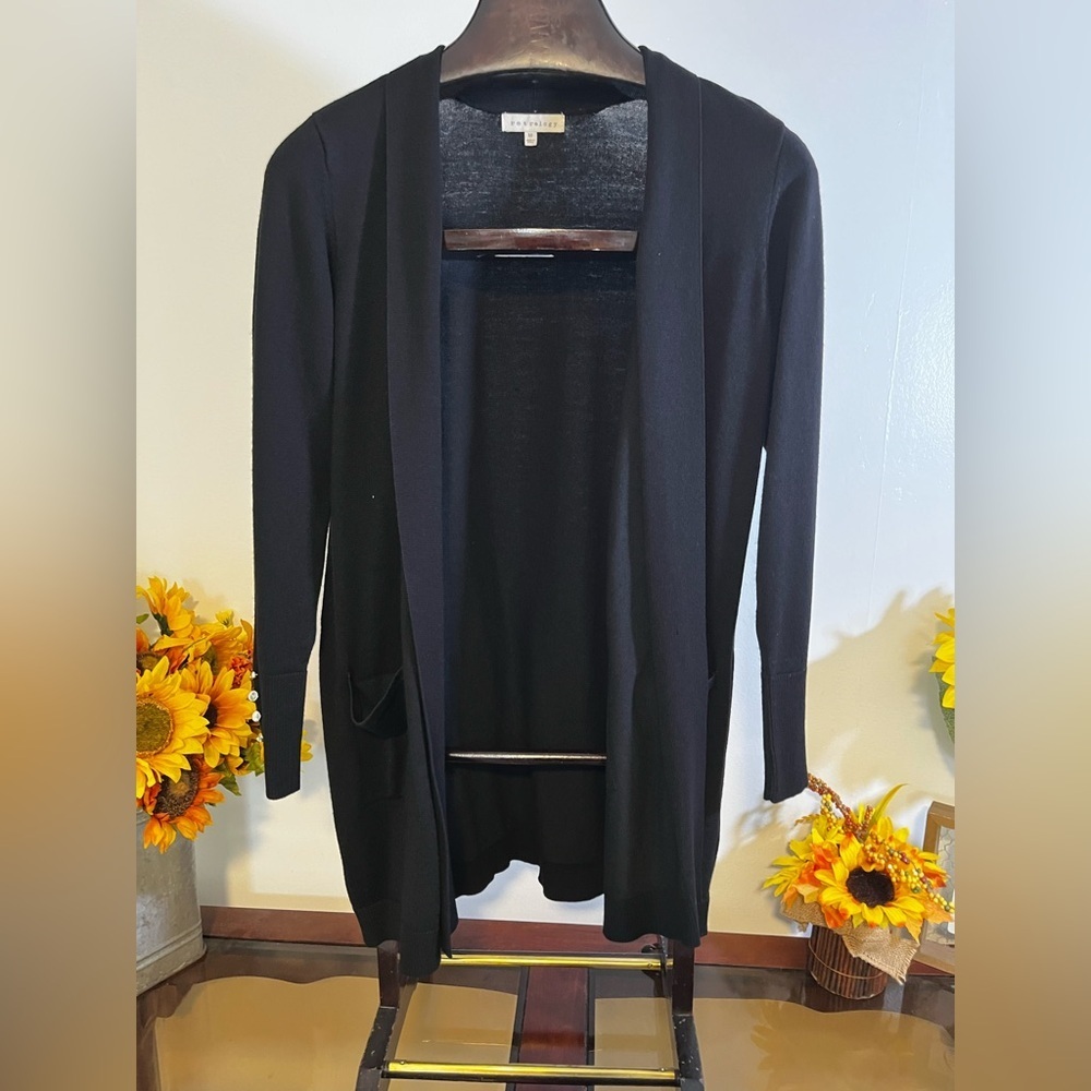 🖤 Retrology Black Open Front Longline Cardigan – Size M